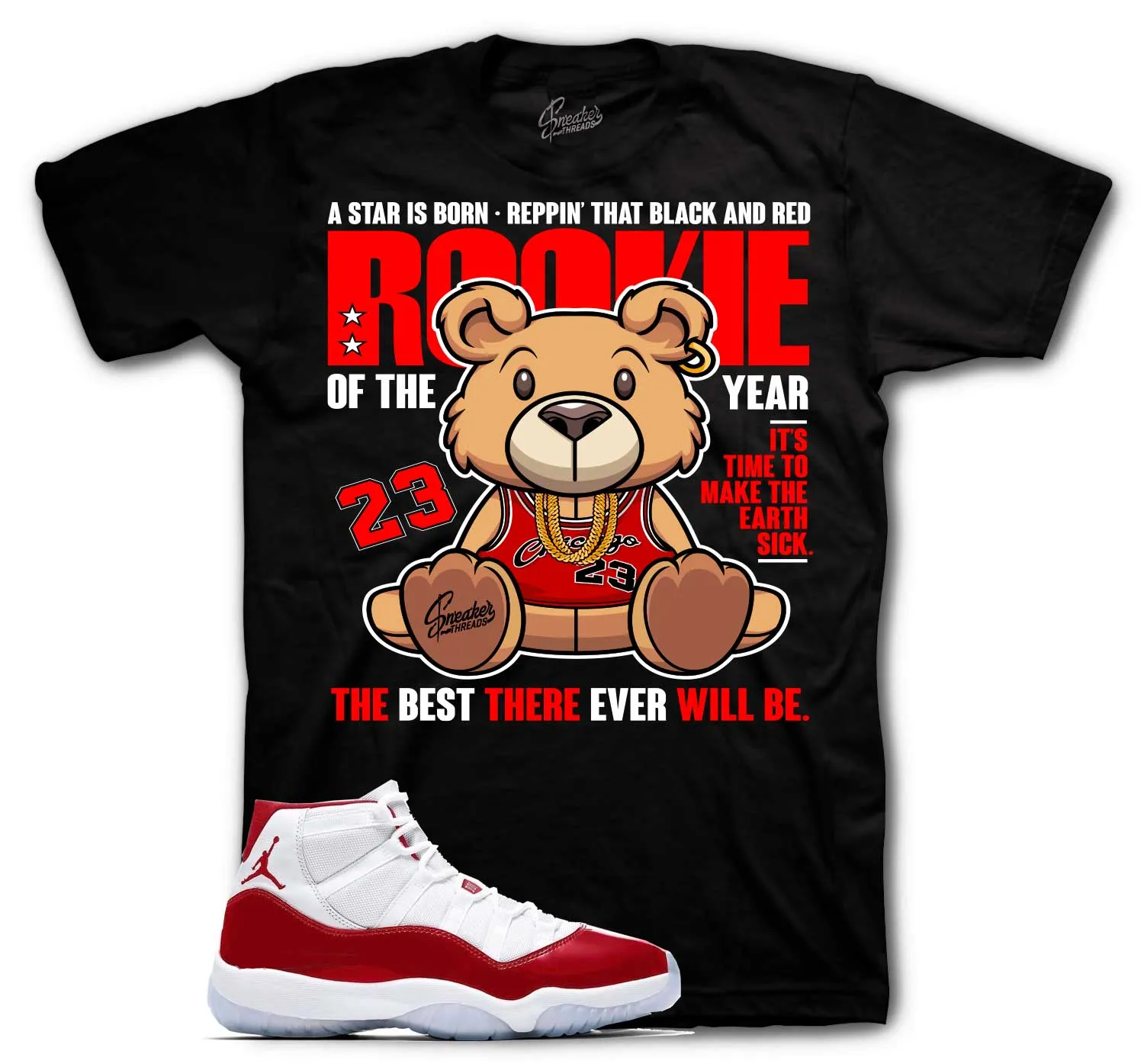 Retro 11 Varsity Red Shirt - Rookie Bear - Black