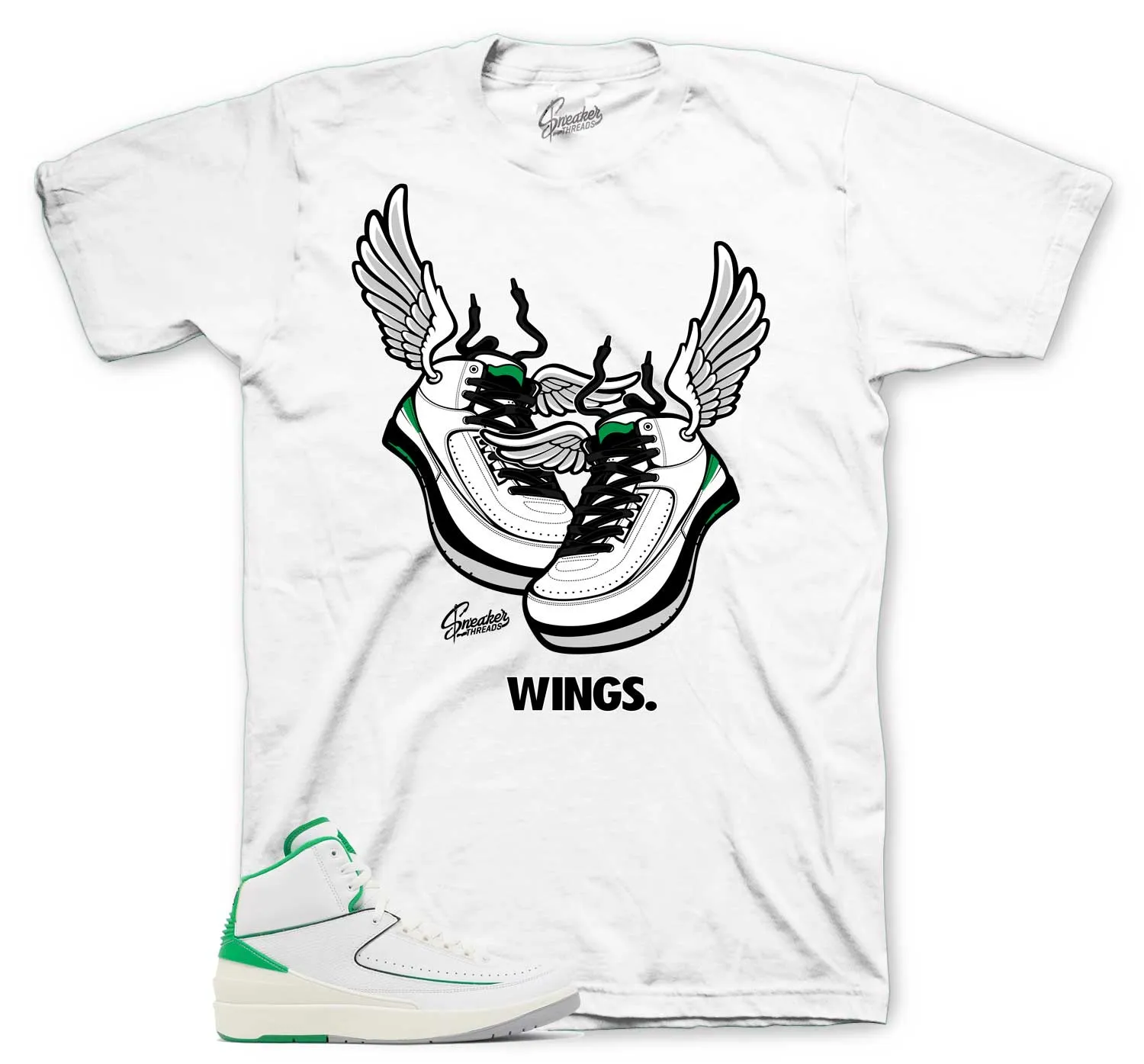 Retro 2 Lucky Green Shirt - Wings - White