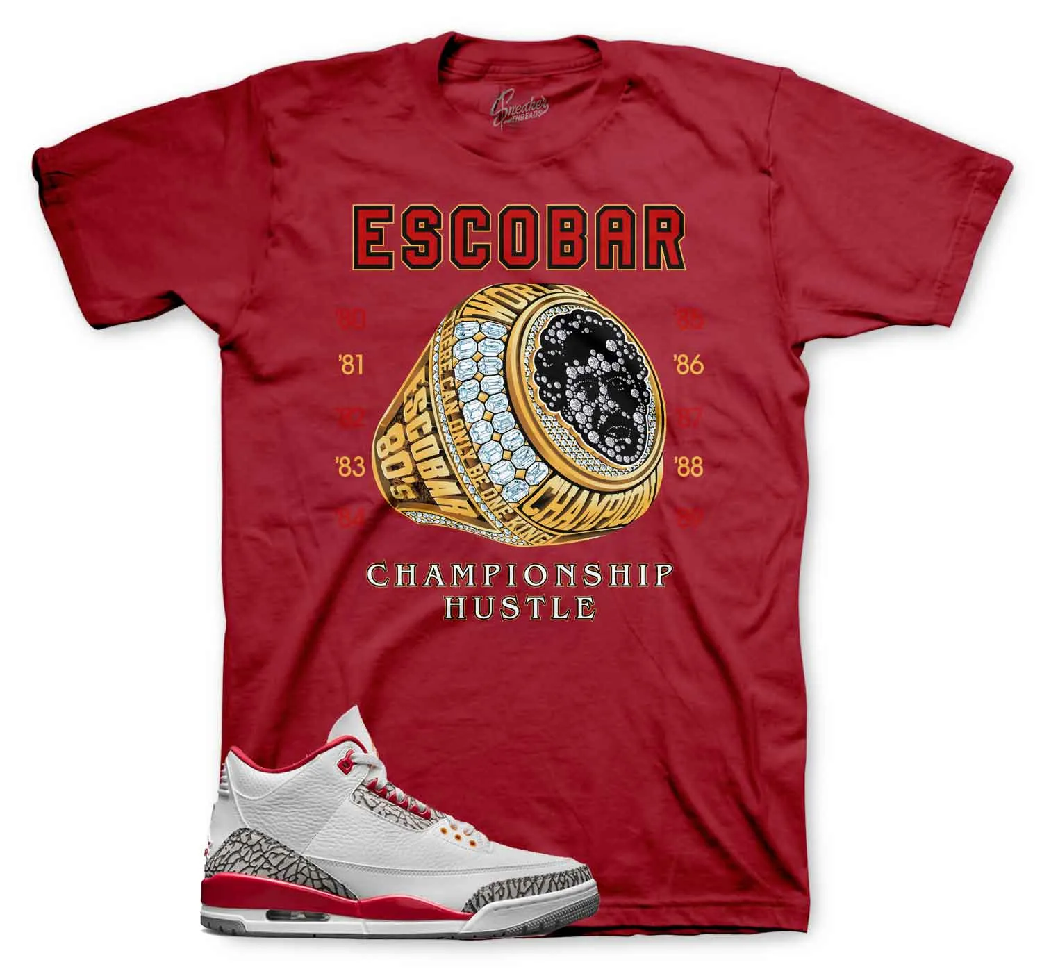 Retro 3 Cardinal Red Shirt - Champ hustle