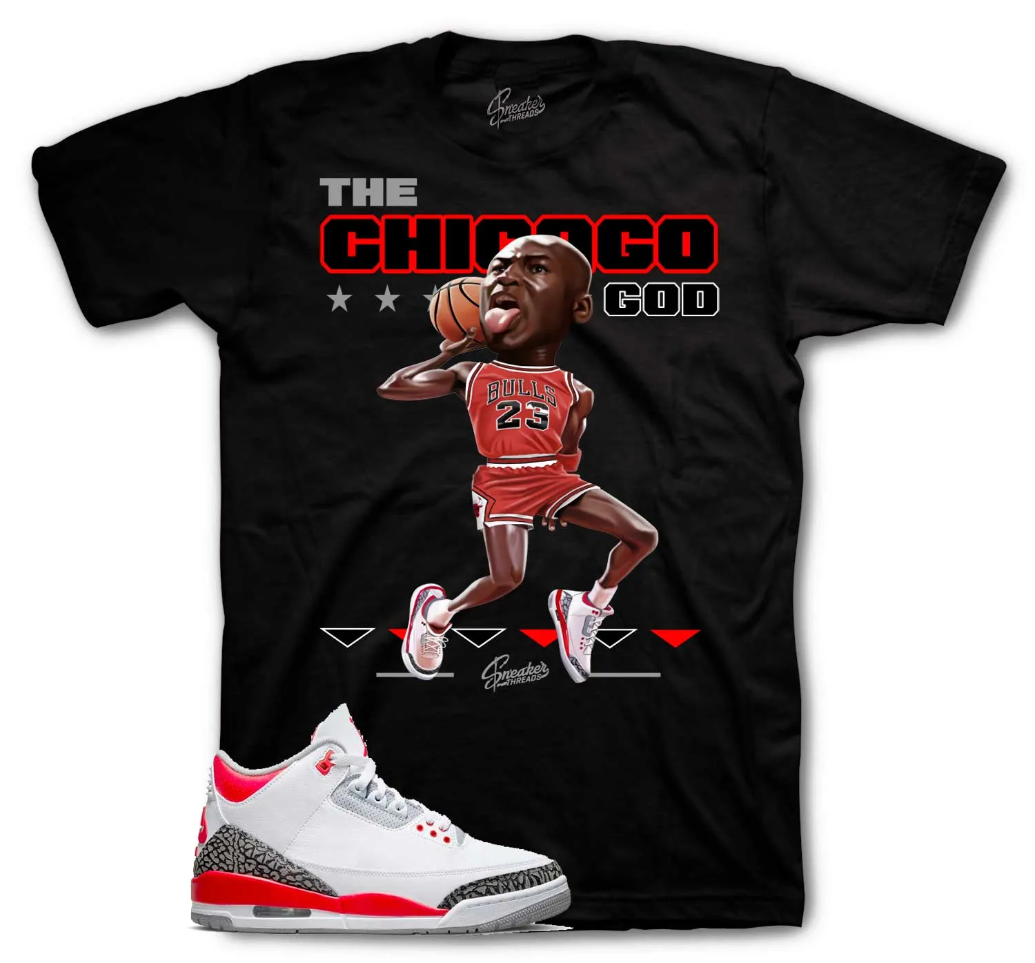 Retro 3 Fire Red Shirt - Dunk - Black