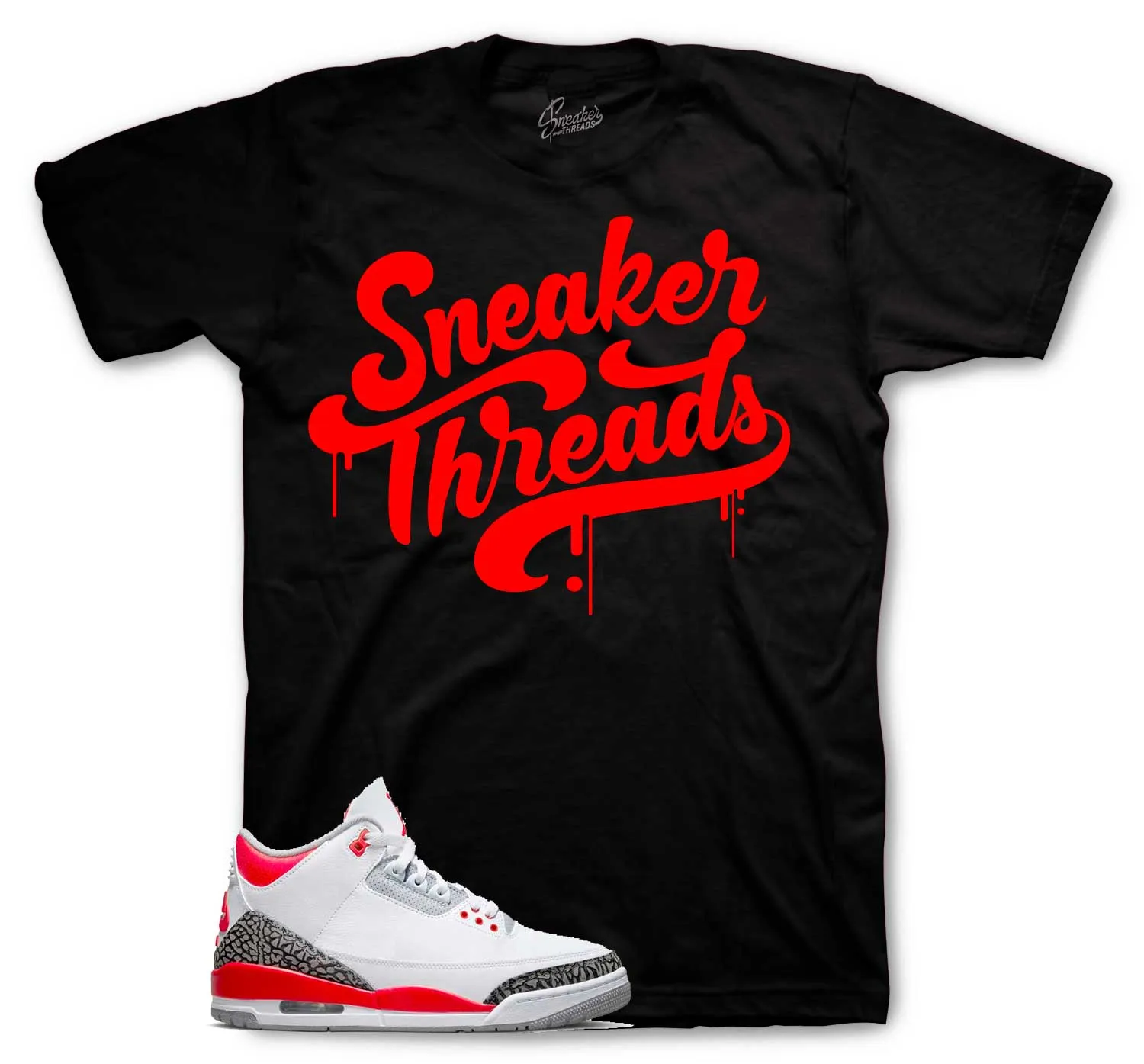 Retro 3 Fire Red Shirt - ST Drip - Black