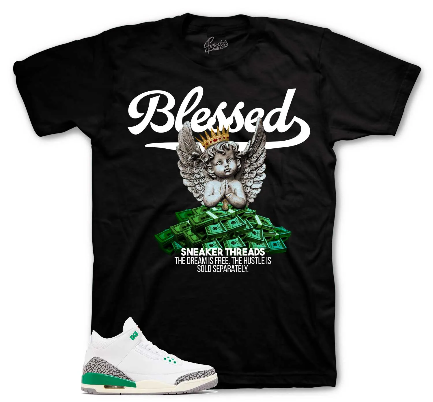 Retro 3 Lucky Green Blessed Angel Shirt