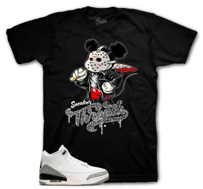 Retro 3 White Cement Reimagined Shirt - Killa Mouse - Black