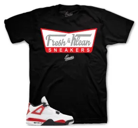 Retro 4 Red Cement Shirt - Fresh & Krispy - Black