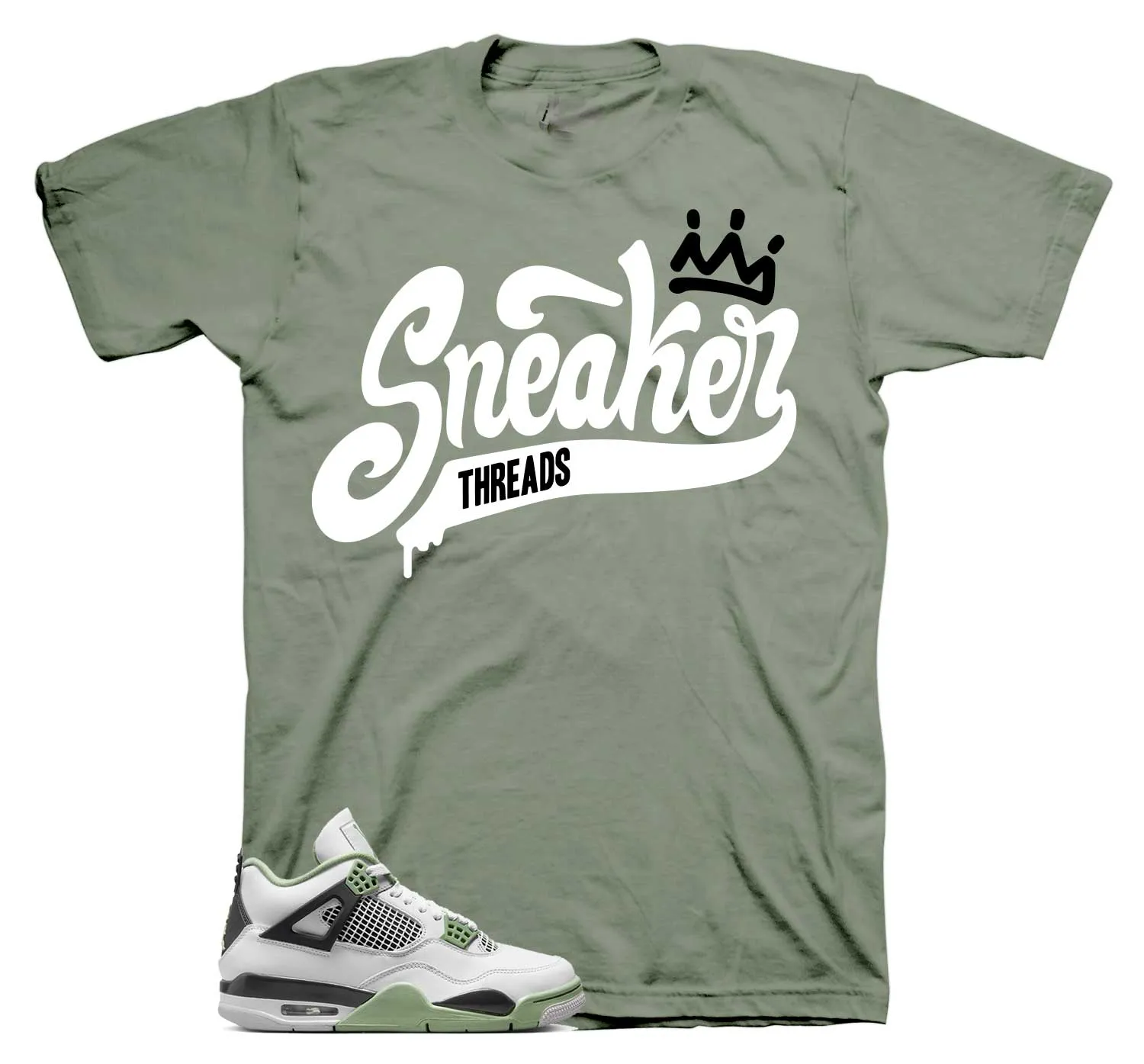 Retro 4 Seafoam Oil Green Shirt - ST Crown - Seafoam