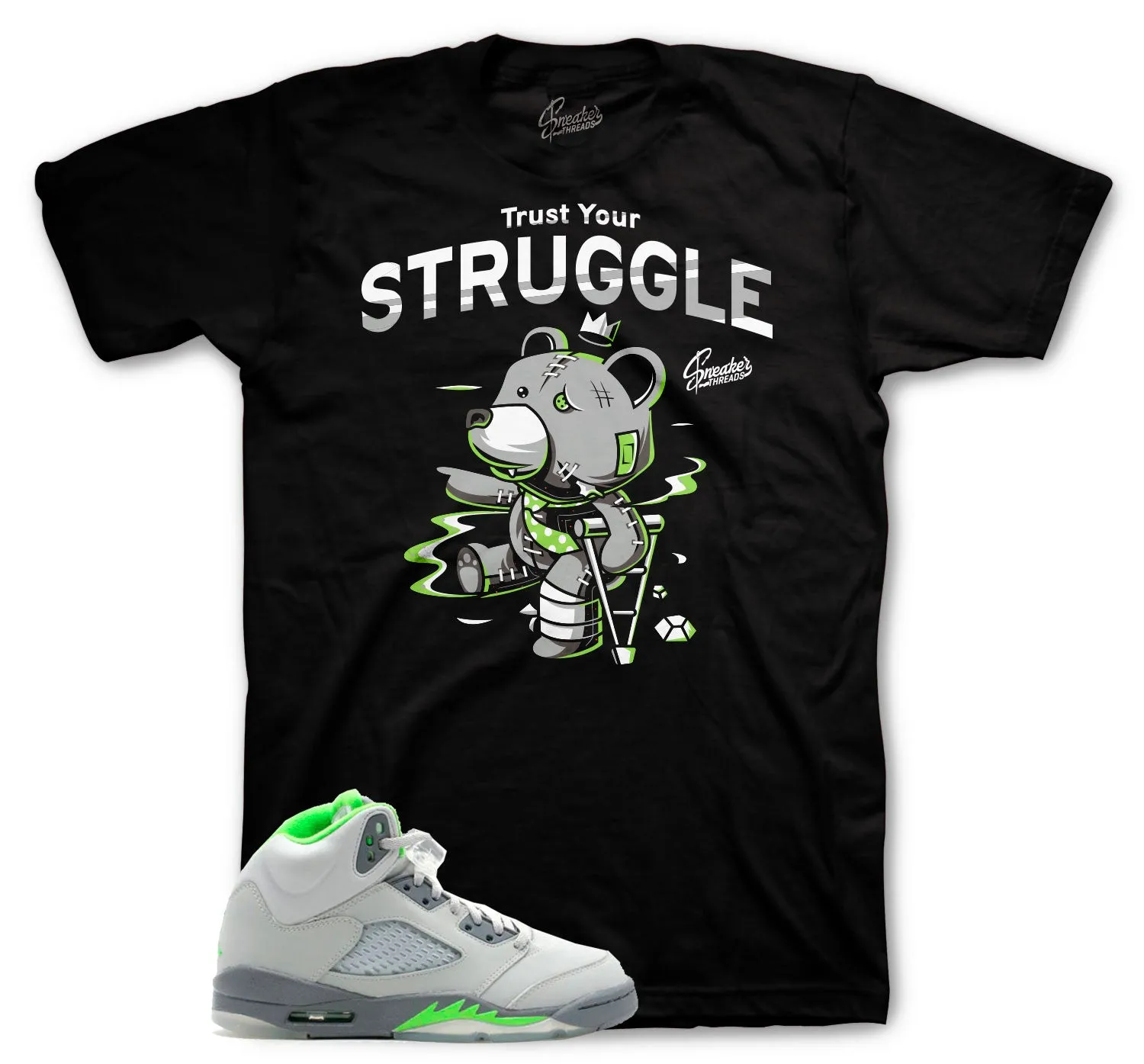 Retro 5 Green Bean Shirt - Trust Your Struggle - Black