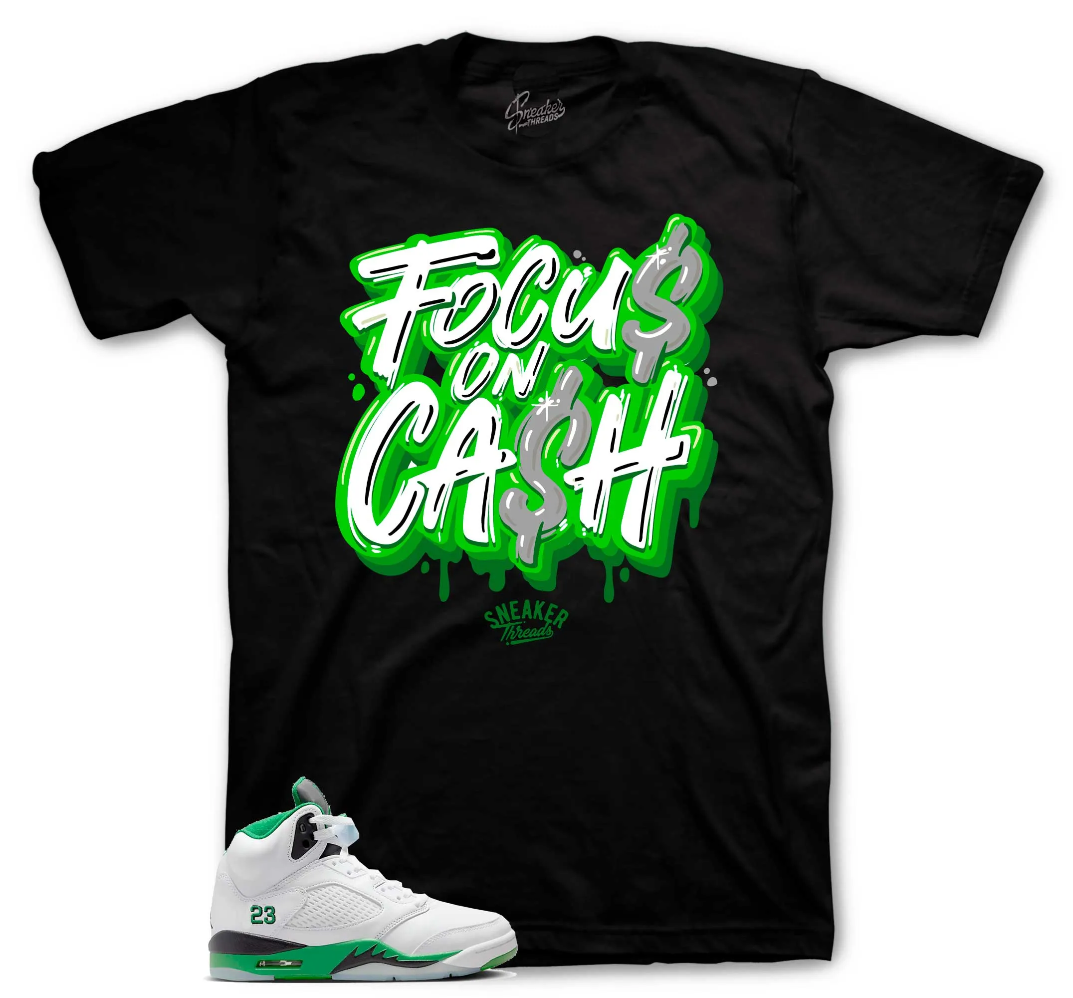 Retro 5 Lucky Green Focus On Cash Shirt