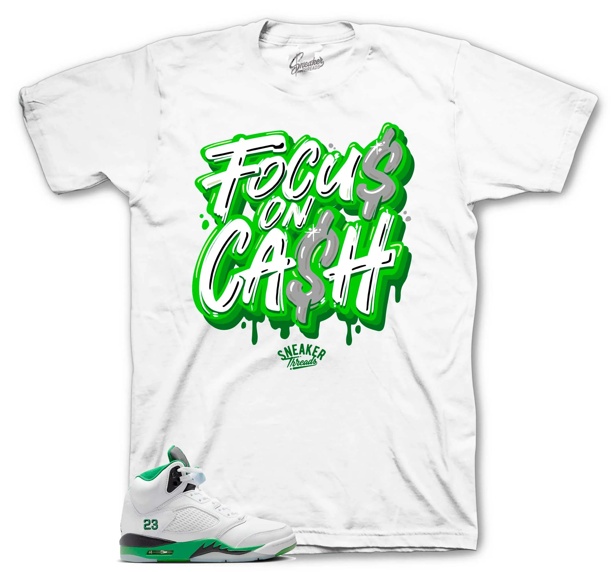 Retro 5 Lucky Green Focus On Cash Shirt