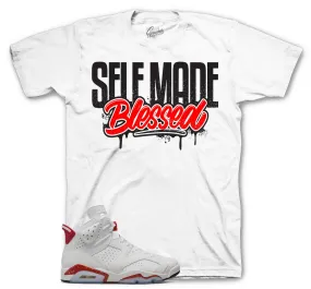 Retro 6 Red Cement Shirt - Self Made - White