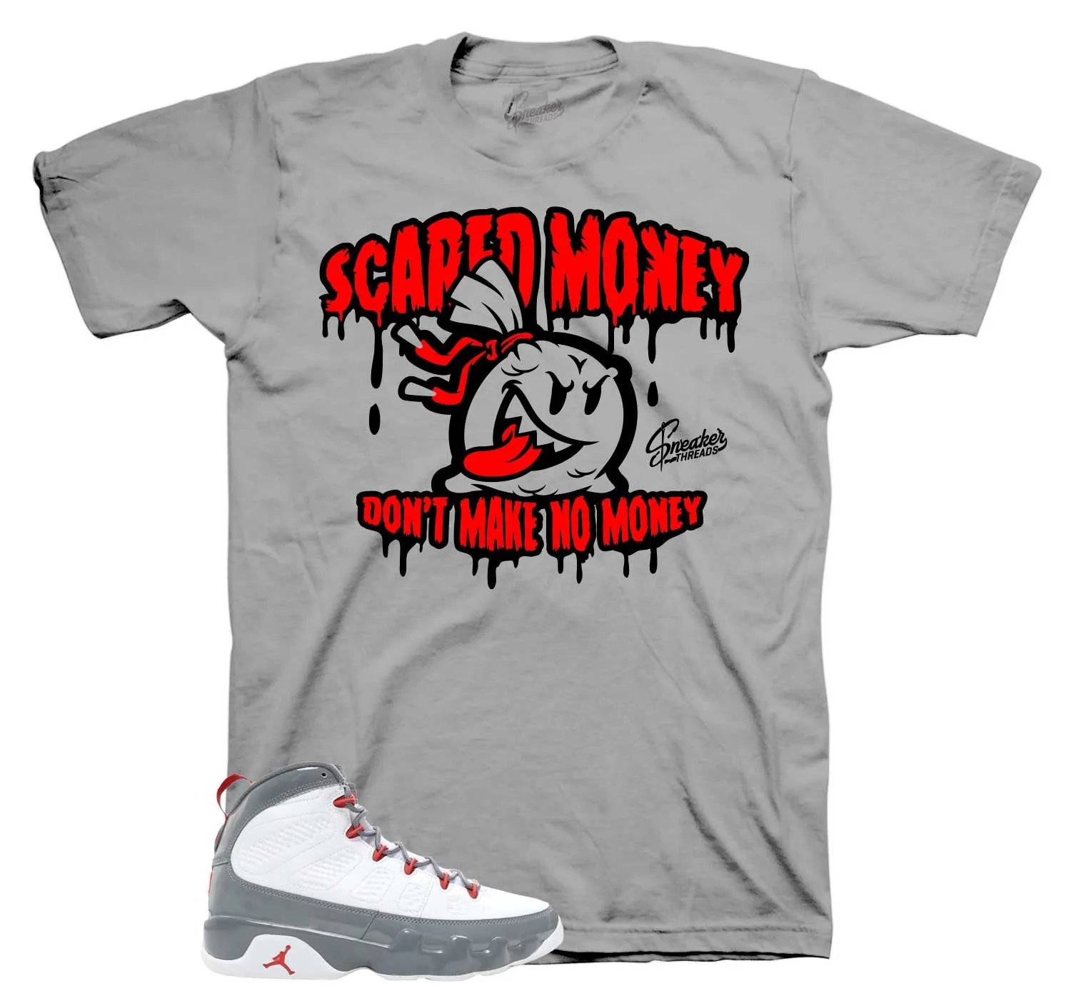 Retro 9 Fire Red Scared Money Shirt