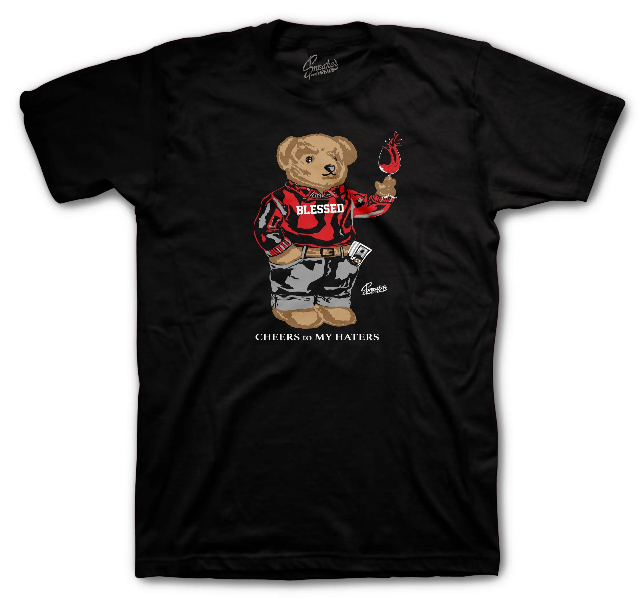 Retro 9 Gym Red Shirt - Cheers Bear - Black