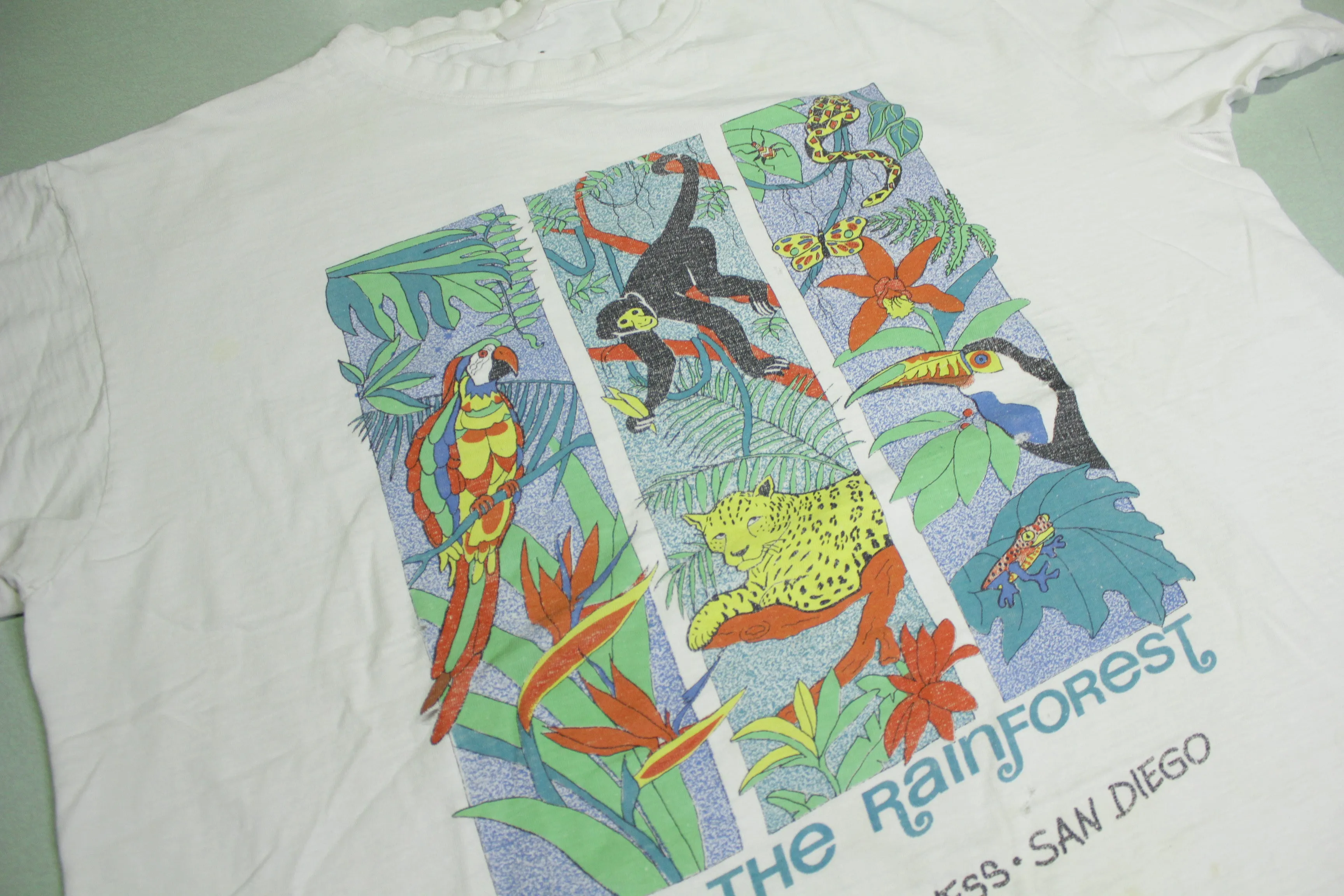 Save The Rainforest Vintage 90's Global Awareness San Diego Wildlife T-Shirt