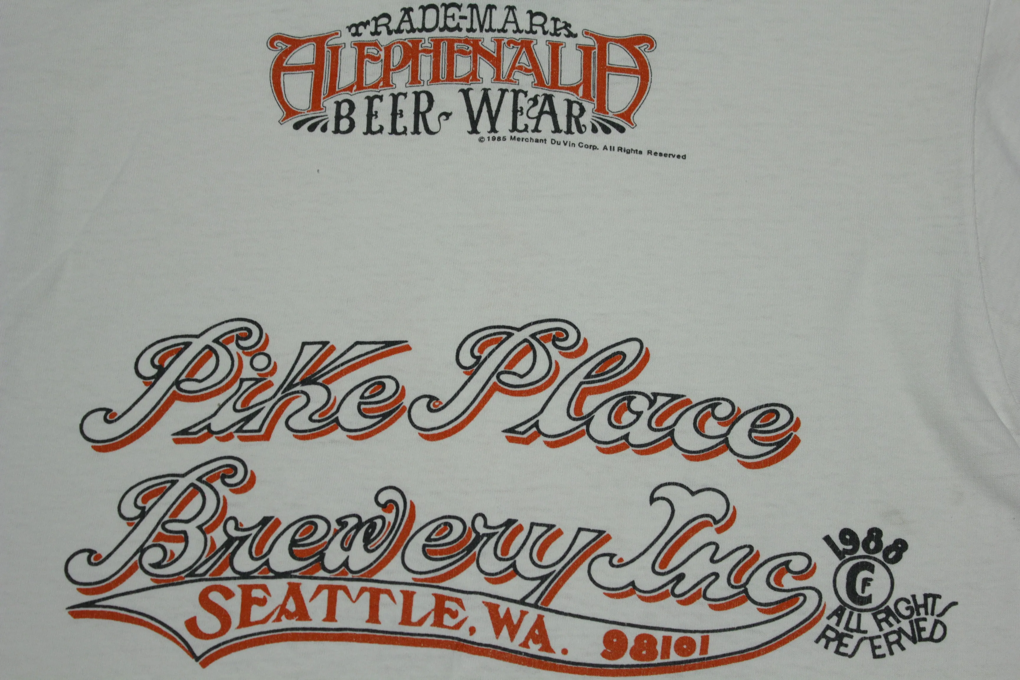 Seattle Pikes Place Brewery Vintage 1988 Alephenalia Beer Wear T-Shirt