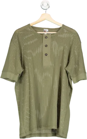 Sunspel Green Mesh Henley T Shirt UK M