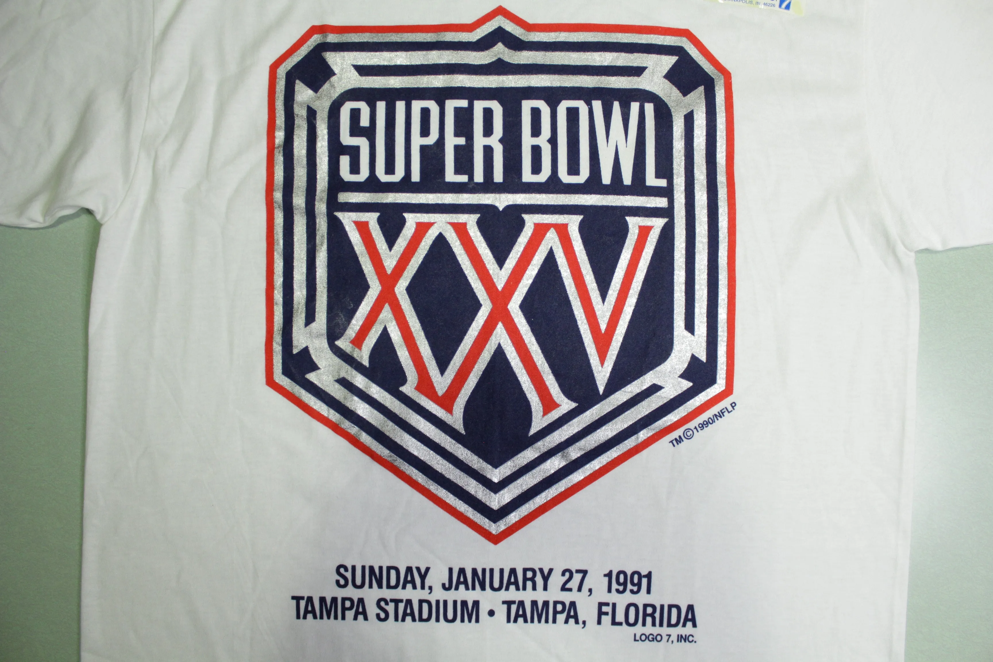 Super Bowl XXV 1991 Tampa Florida Vintage Deadstock Logo 7 USA Single Stitch T-Shirt