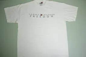 Tommy Hilfiger Freedom Vintage Flag Spellout 90's Made In USA T-Shirt