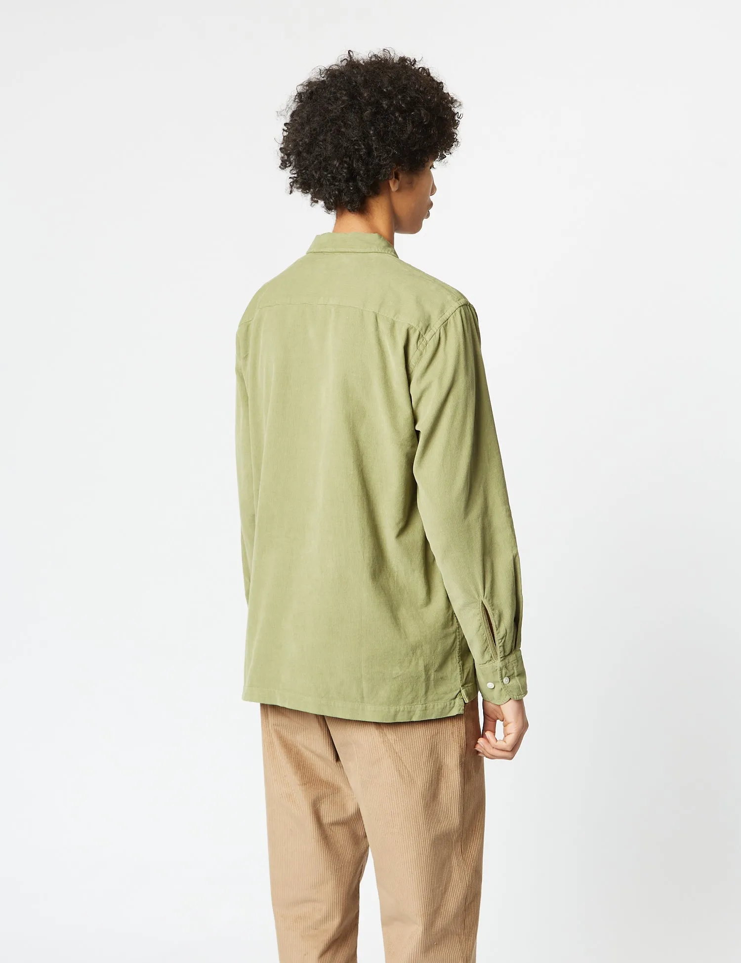 Mens Olive Green Corduroy Pullover Shirt by Universal Works - Stylish, Comfortable & Versatile