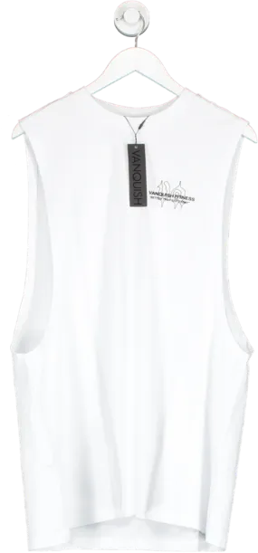 Vanquish White Fitness Oversize Sleeveless T Shirt UK L