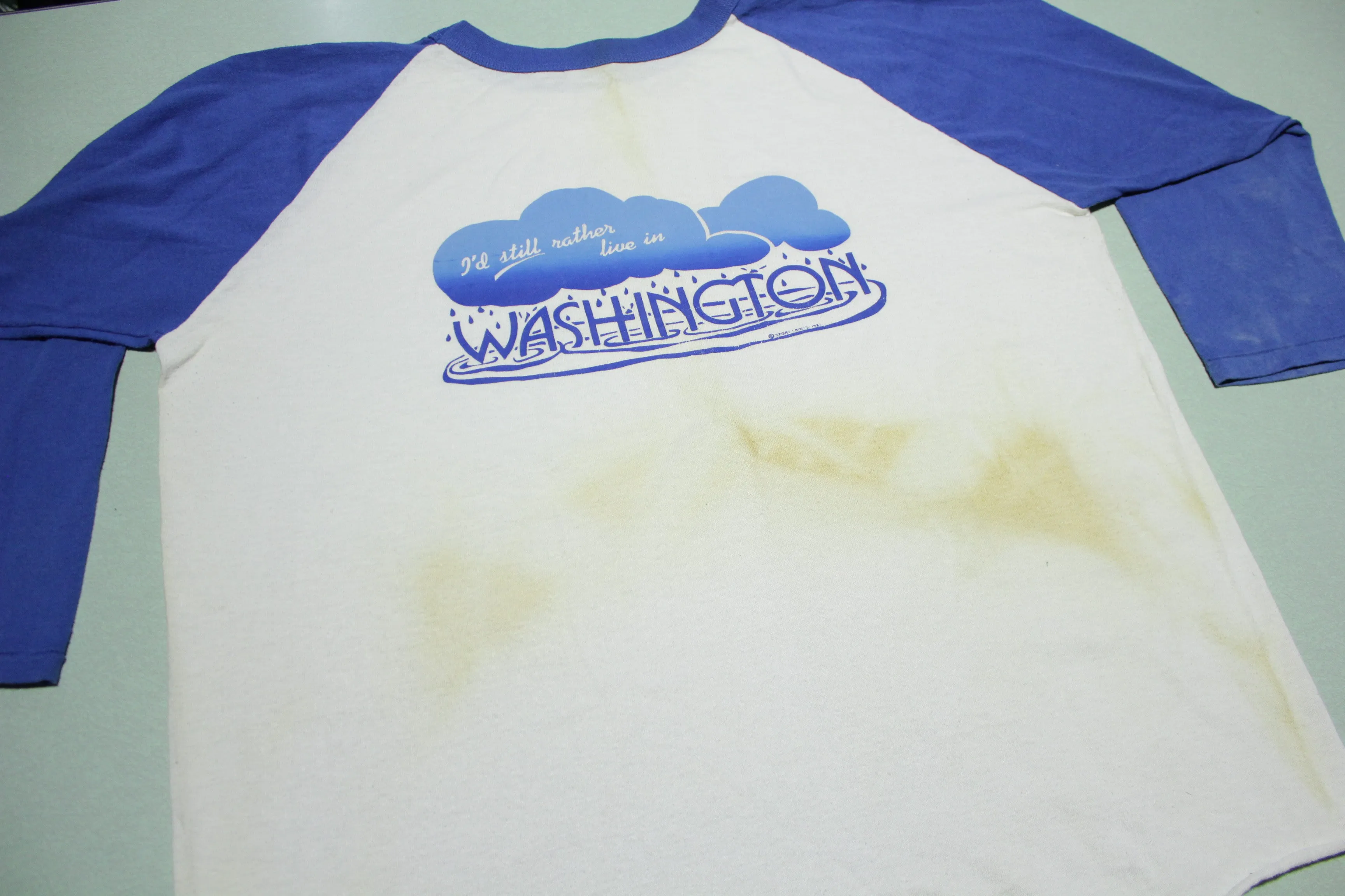 Westport WA Vintage 80's Raglan Rainy Washington T-Shirt