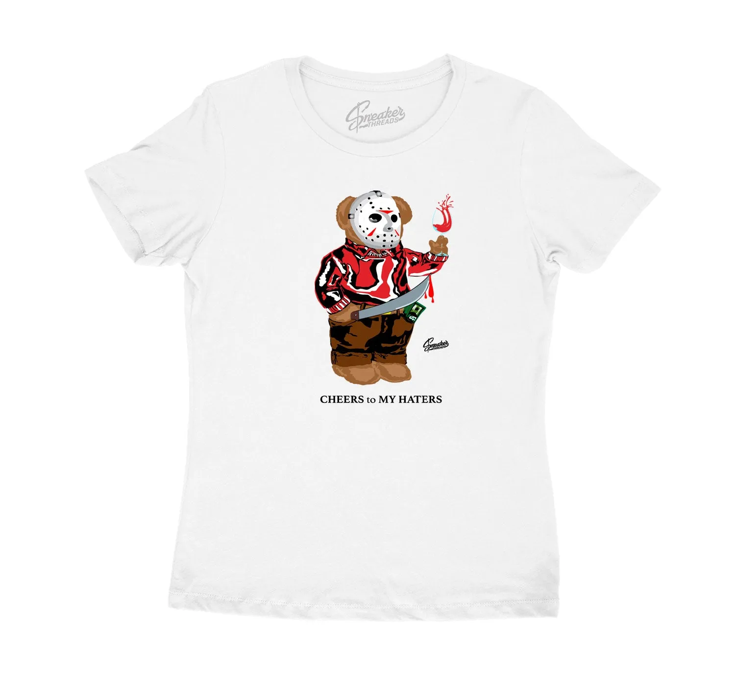 Womens Gym Red 9 Shirt - Jason Bear - White