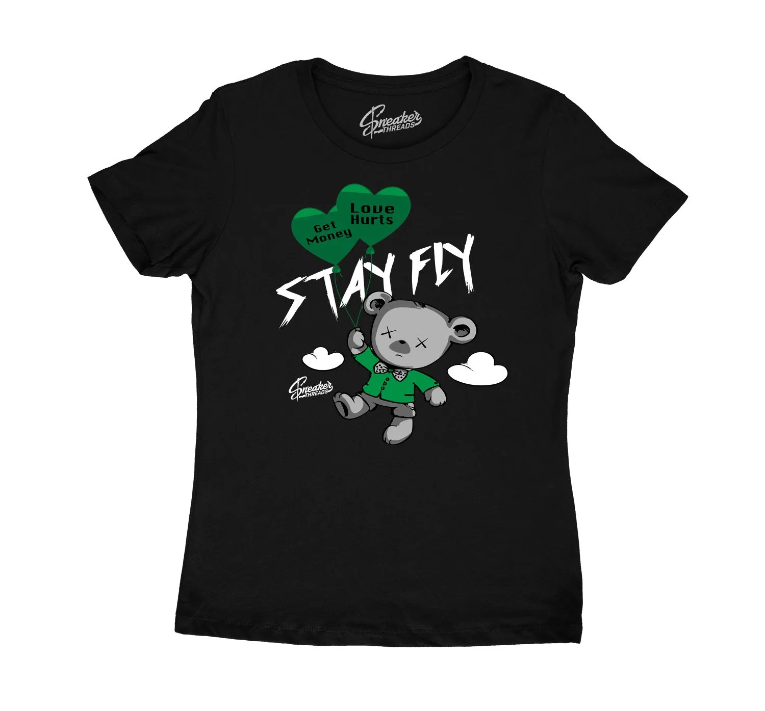 Womens Pine Green 3 Shirt - Money Over Love - Black